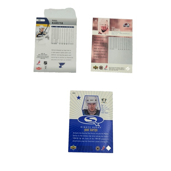 Paul Kariya Hockey Card Lot (20+) Ducks Avalanche Blues UD Fleer Topps Pacific - Picture 10 of 10